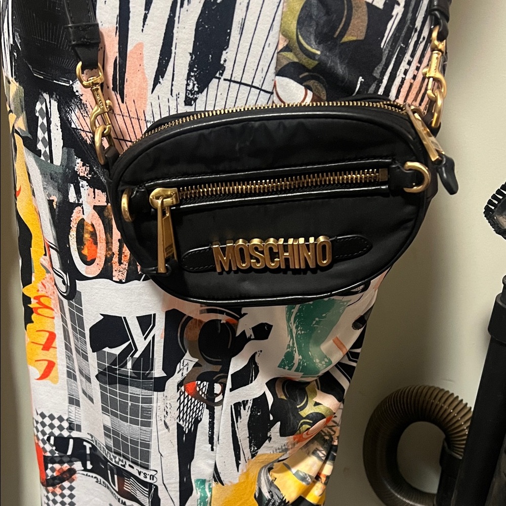 Moschino Black and Gold Crossbody Bag